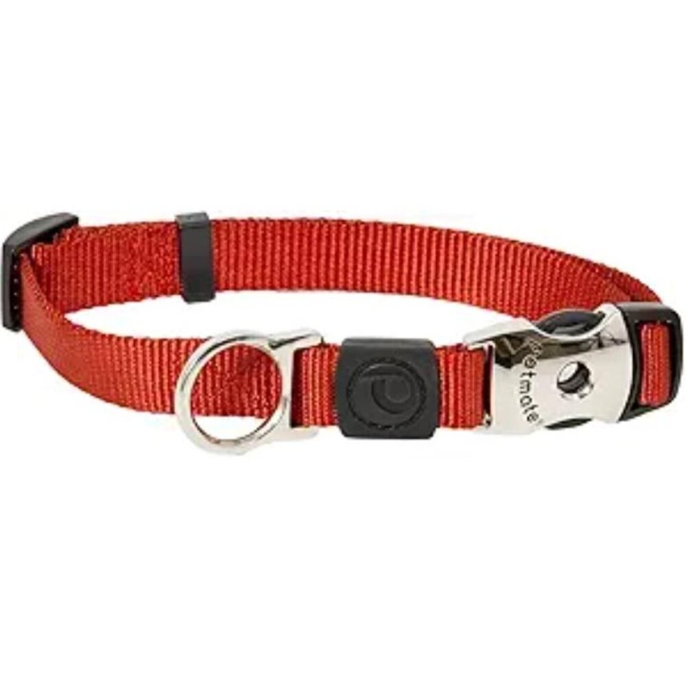 Dog Collar: NWT Nylon Metal Snap Buckle, Red, Medium